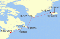 Cruise itinerary map for Celebrity Cruises 13 Night Greenland & Iceland (126029)