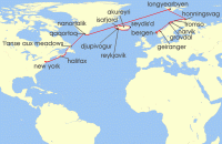 Cruise itinerary map for Viking Cruises 28 Night Greenland, Iceland, Norway & Beyond (138061)