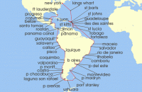 Cruise itinerary map for Crystal Cruises 71 Night South America - New York City To Fort Lauderdale (133793)