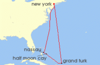 Cruise itinerary map for Carnival Cruises 8 Night Eastern Caribbean (116420)