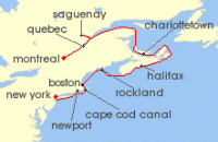 Cruise itinerary map for Seabourn 12 Night Canada & New England Fall Foliage (138521)