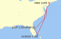 Cruise itinerary map for MSC Cruises 7 Night The Bahamas (122471)