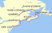 Cruise itinerary map for Explora Journeys 8 Night A Journey from Urban Discoveries to Captivating East Coast Scenery (132501)