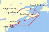 Cruise itinerary map for TUI Cruises 14 Nachte - Ostkuste Der Usa Und Kanada - Ab/Bis Bayonne (141888)