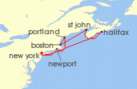 Cruise itinerary map for AIDA 12 Nacht Kanada & Indian Summer ab New York (135884)