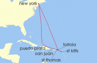 Cruise itinerary map for Norwegian Cruise Line 11 Night Caribbean Round-trip from New York (137197)