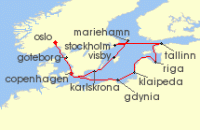 Cruise itinerary map for Viking Cruises 14 Night New! Scandinavia & Baltic Capitals (128799)