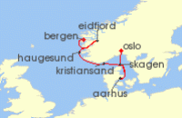 Cruise itinerary map for Viking Cruises 7 Night New! Nordic Wonders (128851)