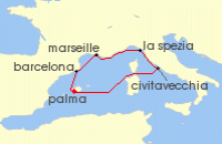 Cruise itinerary map for AIDA 7 Nacht Perlen am Mittelmeer ab Mallorca (115688)