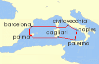 Cruise itinerary map for TUI Cruises 9 Nachte - Italiens Sonnenseiten - Ab/Bis Palma (141846)