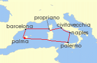 Cruise itinerary map for Marella Cruises 7 Night Cosmopolitan Charms (141996)