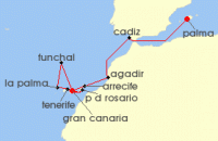 Cruise itinerary map for TUI Cruises 14 Nachte - Kanaren, Madeira Und Marokkanisches Flair - Ab Palma/Bis Las Palmas (133587)