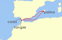 Cruise itinerary map for TUI Cruises 5 Nachte - David Garrett Cruise - Ab/Bis Palma (136242)