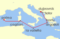 Cruise itinerary map for Marella Cruises 9 Night Magic Of The Mediterranean (127258)