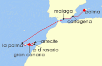 Cruise itinerary map for AIDA 9 Nacht Andalusien & Kanaren ab Mallorca 2 (139022)