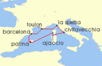 Cruise itinerary map for TUI Cruises 9 Nachte - Hohepunkte Des Westlichen Mittelmeers - Ab/Bis Palma (141603)