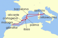Cruise itinerary map for AIDA 14 Nacht Grose Osterreise durchs Mittelmeer ab Mallorca (130219)