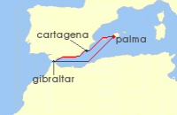 Cruise itinerary map for TUI Cruises 5 Nachte - Rock n Sail 2026 Mit Peter Maffay Und Band - Ab/Bis Palma (140295)
