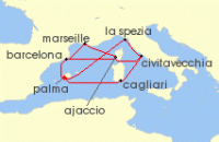Cruise itinerary map for AIDA 14 Nacht Grose Mittelmeer-Reise ab Mallorca 1 (141907)