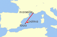 Cruise itinerary map for TUI Cruises 4 Nachte - Meerbeats Meets Edm - Ab/Bis Palma (136045)