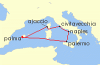 Cruise itinerary map for TUI Cruises 7 Nachte - Fruhlingserwachen Im Mittelmeer - Ab/Bis Palma (133188)