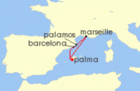 Cruise itinerary map for AIDA 5 Nacht Cote Bleue & Costa Brava ab Mallorca (124253)
