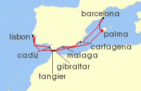 Cruise itinerary map for TUI Cruises 11 Nachte - Sonniges Iberien Und Marokko - Ab/Bis Palma (134768)
