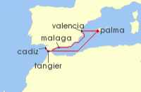 Cruise itinerary map for TUI Cruises 7 Nachte - Sudspanien Fur Genieser - Ab/Bis Palma (133192)