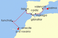 Cruise itinerary map for AIDA 12 Nacht Andalusien, Madeira & Kanaren ab Mallorca 3 (136549)