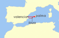 Cruise itinerary map for Marella Cruises 3 Night Electric Sunsets 80s Vs 90s (140600)