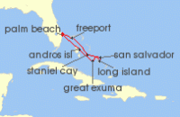 Cruise itinerary map for SeaDream Yacht Club 7 Night Bountiful Bahamas (136451)
