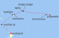 Cruise itinerary map for Azamara Cruises 14 Night Cruise South Pacific Cruise: Tahiti, Samoa & Fiji (135143)