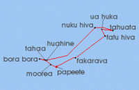 Cruise itinerary map for Paul Gauguin Cruises 14 Night Marquesas, Tuamotus & Society Islands (55555)
