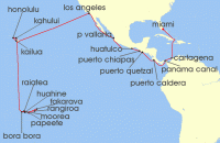 Cruise itinerary map for Seabourn 48 Night Polynesia & Panama Canal Passage (123964)