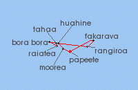 Cruise itinerary map for Windstar Cruises 11 Night Tahiti & the Tuamotu Islands (72019)
