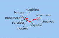 Cruise itinerary map for Windstar Cruises 17 Night Star Collector: Twice the Tahiti (72020)