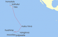 Cruise itinerary map for Silversea Cruises 14 Night Papeete (Tahiti) To Honolulu, Oahu, Hawaii (138354)