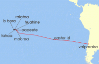 Cruise itinerary map for Hapag Lloyd 20 Night Destination Paradise (Tahiti - Valparaiso) (119131)