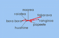 Cruise itinerary map for Regent Seven Seas Cruises 10 Night Alluring Polynesia Papeete (Tahiti) To Papeete (Tahiti) (134400)