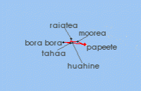 Cruise itinerary map for Paul Gauguin Cruises 7 Night More Society Islands & Tahiti (100728)