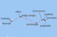 Cruise itinerary map for Norwegian Cruise Line 13 Night South Pacific From Papeete To Fiji: Fiji, Moorea & Bora Bora (136908)