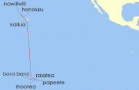 Cruise itinerary map for Norwegian Cruise Line 12 Night South Pacific From Papeete to Honolulu: Kauai, Maui & Moorea (124878)