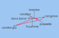 Cruise itinerary map for Regent Seven Seas Cruises 10 Night South Pacific Seascapes Papeete (Tahiti) To Papeete (Tahiti) (109389)