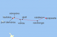 Cruise itinerary map for Regent Seven Seas Cruises 12 Night Isles Of Degei Papeete (Tahiti) To Lautoka (136387)