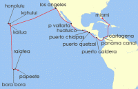 Cruise itinerary map for Seabourn 38 Night Isles Of Polynesia, Hawaii & Panama Canal Passage (123966)