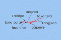 Cruise itinerary map for Seabourn 10 Night Bora Bora & Tahitian Nights Explorer (123965)