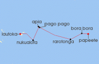 Cruise itinerary map for Silversea Cruises 11 Night Papeete (Tahiti) To Lautoka (122776)