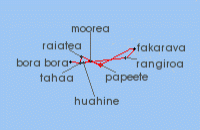 Cruise itinerary map for Windstar Cruises 17 Night Star Collector: Twice the Tahiti (137380)