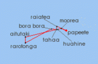 Cruise itinerary map for Windstar Cruises 18 Night Star Collector: The Cook Islands & Forever French Polynesia (137404)