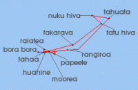 Cruise itinerary map for Silversea Cruises 14 Night Papeete (Tahiti) To Papeete (Tahiti) (138862)
